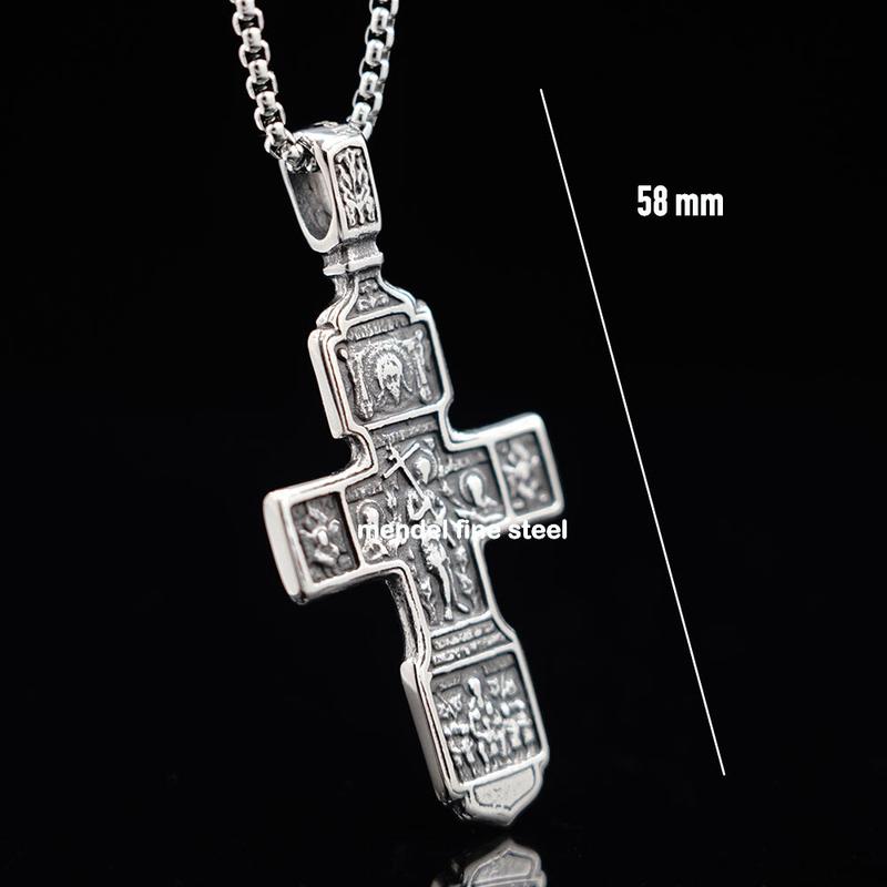 Mens Greek Orthodox Jesus Crucifix Cross Pendant Necklace Stainless Steel Gift