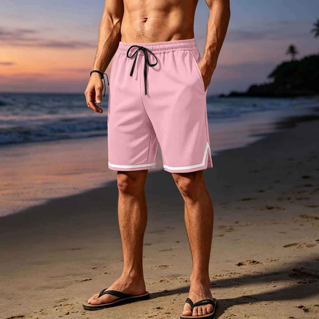 Men's Breathable Mesh Athletic Shorts Lightweight Casual Sportswear with Elastic Waistband and Drawstring for Outdoor Activities and Gym