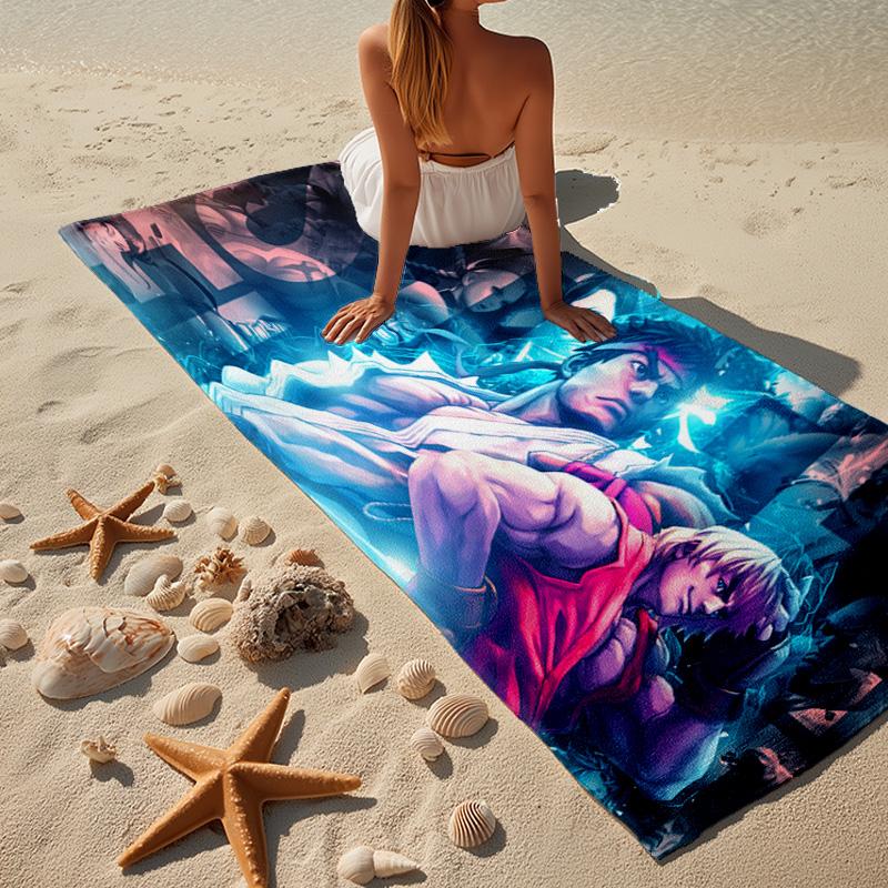 1PC Fighter game Beach Towel - Soft, Absorbent Microfiber, Lightweight, Ideal for The Beach, Parties, Travel, Camping fan gifts