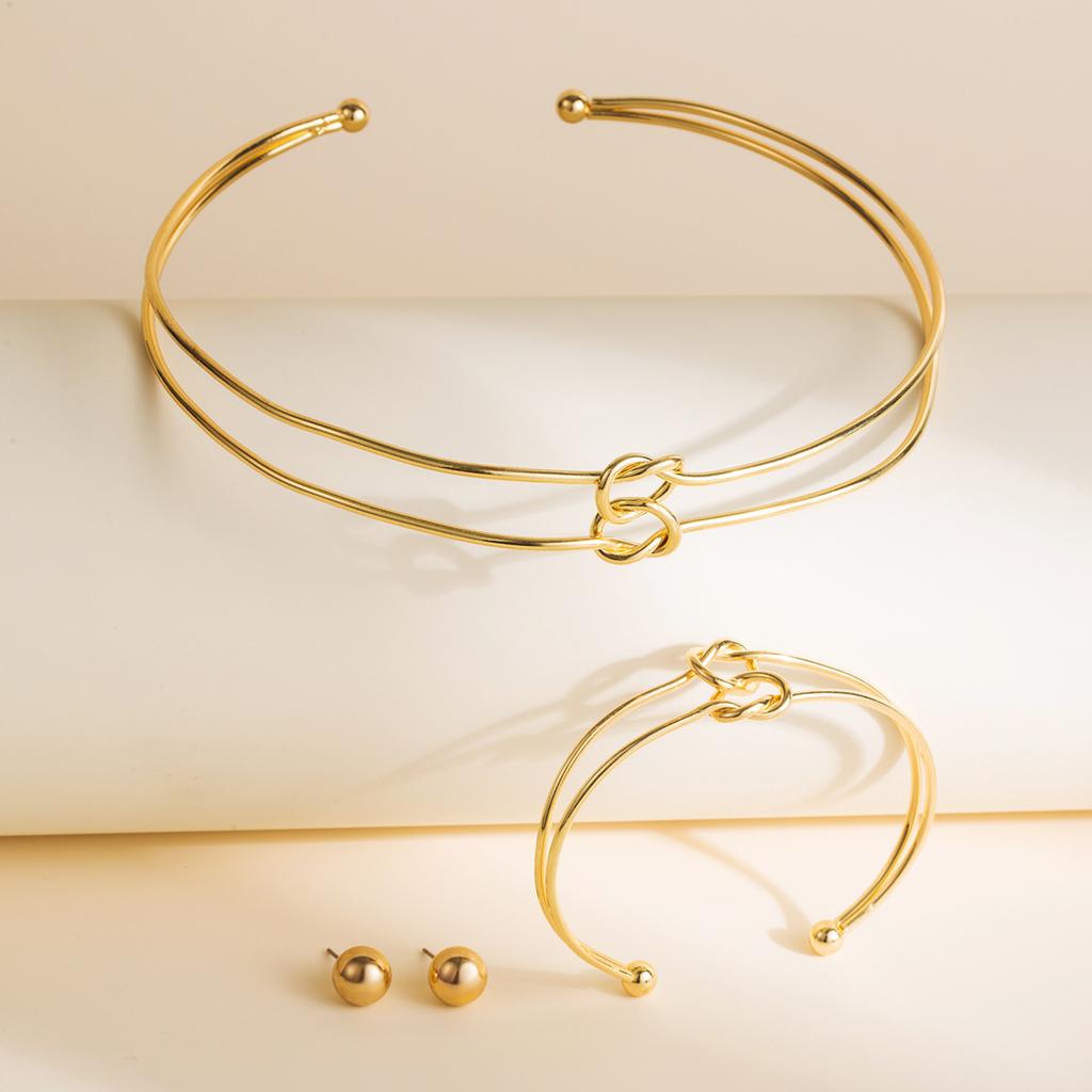 Tooxika Personalised Trend Exaggerated Punk Ring Buckle Women Collar Open Design Vintage Necklace Set