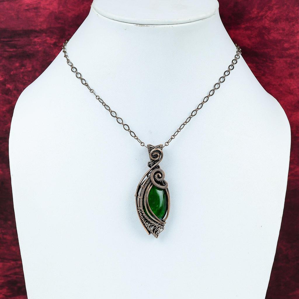 Green Fire Labradorite Pendant Copper Wire Wrapped Pendant Antique Pendant Handmade Copper Jewelry Natural Gemstone Pendant Gifts For Mother