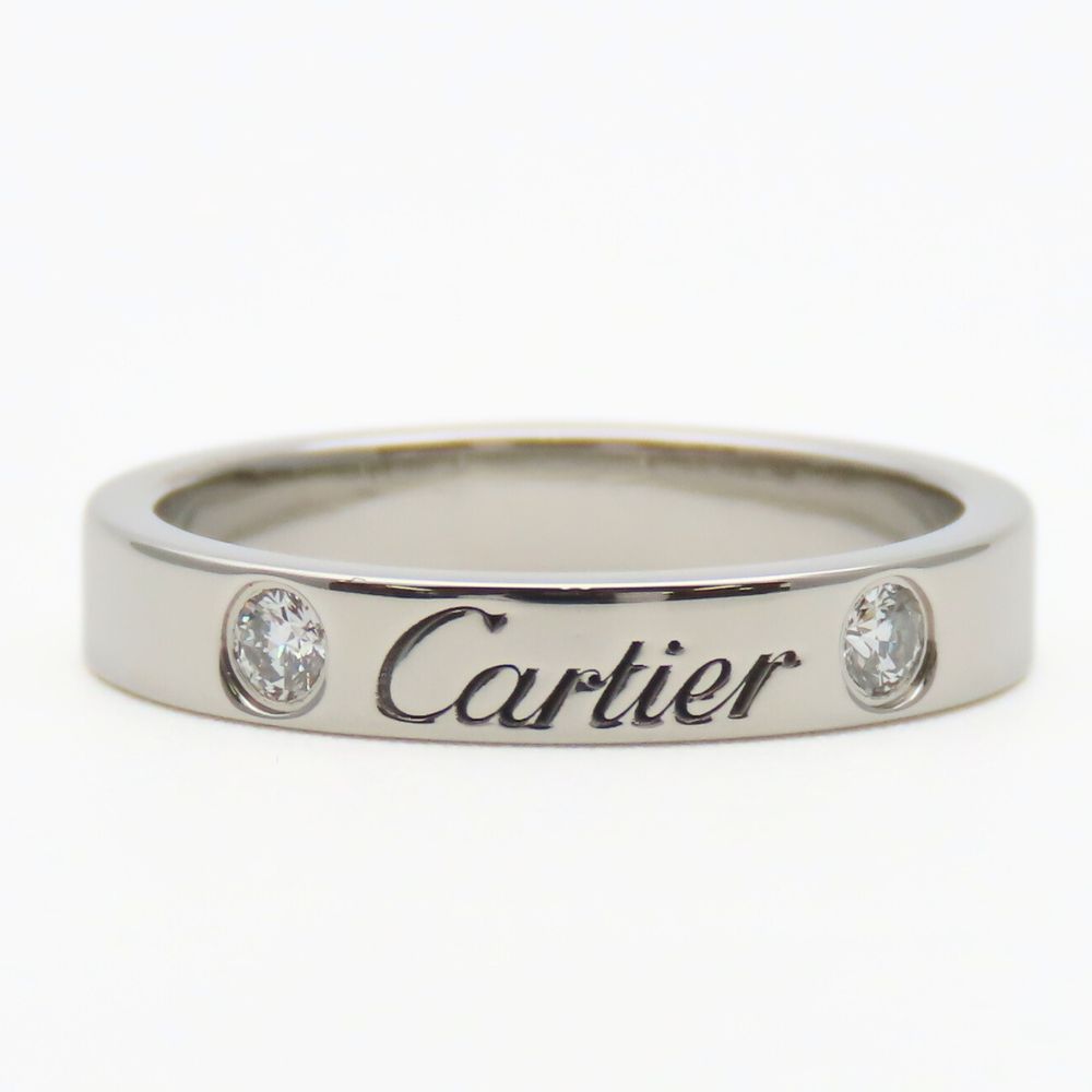Used CARTIER Ring Engraved EU#47 47 Pt950Platinum/diamond 4.4g Platinum 2PD