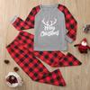 Christmas Children Letter Plaid Print Top Blouse+Pants Family Clothes Pajamas
