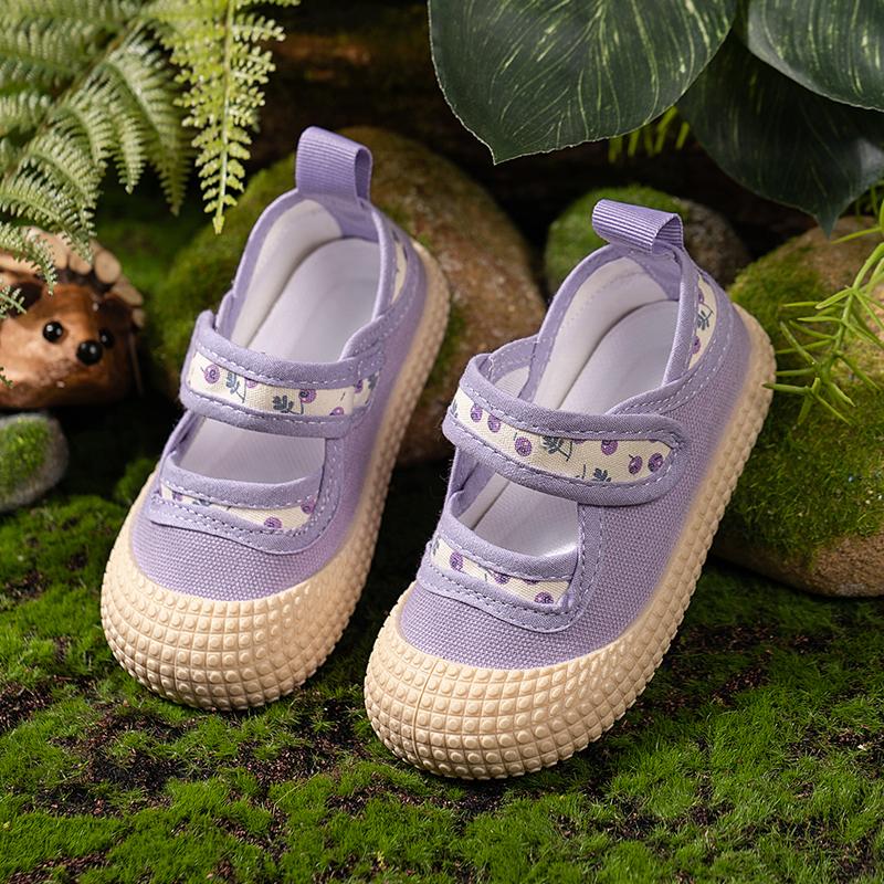 Girl's Canvas Shoes Flower Sweet Children Princess Casual Shoes Breathable Spring Autumn Leisure Fashion Kids Walking Flat Shoes