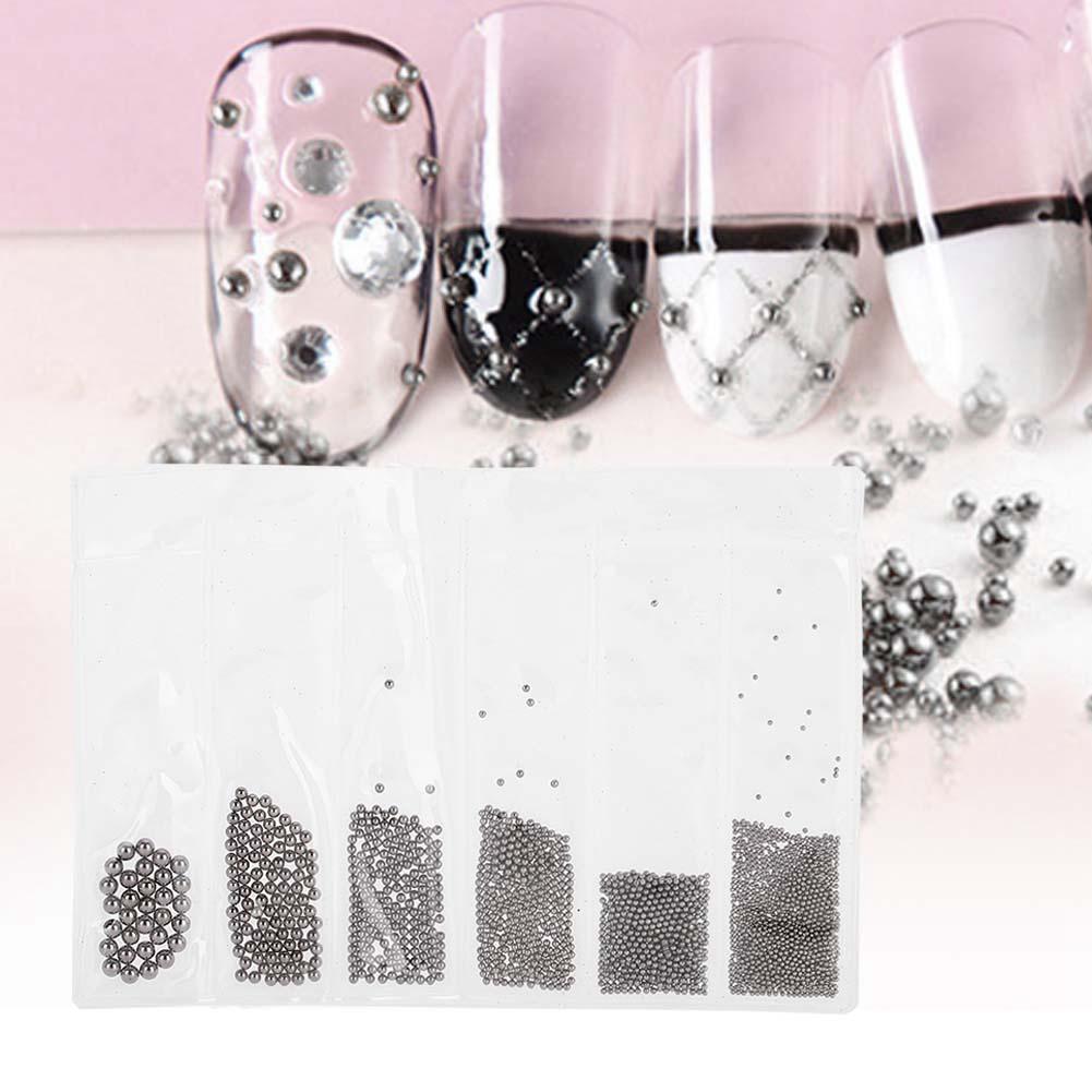 4 Colors Nail Art Decorations 0.5mm 3.0mm Steel Ball Manicure Accessories Black