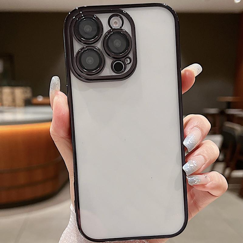 Anwendbar auf iPhone16promax Handyhülle Apple 15 Beschichtung 14 Gerader Rand 13 Transparent 12 Linsenfolie 16 Nische
