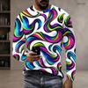 Herren Plus Size Rundhals Langarm Bedrucktes T-Shirt Weiß Lila Blau Pullover