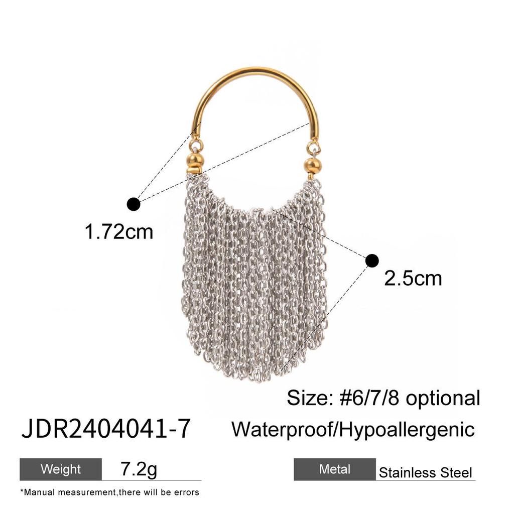 Jieding 18k Gold Stainless Steel Tassel Ring - European & American Niche Titanium Jewelry