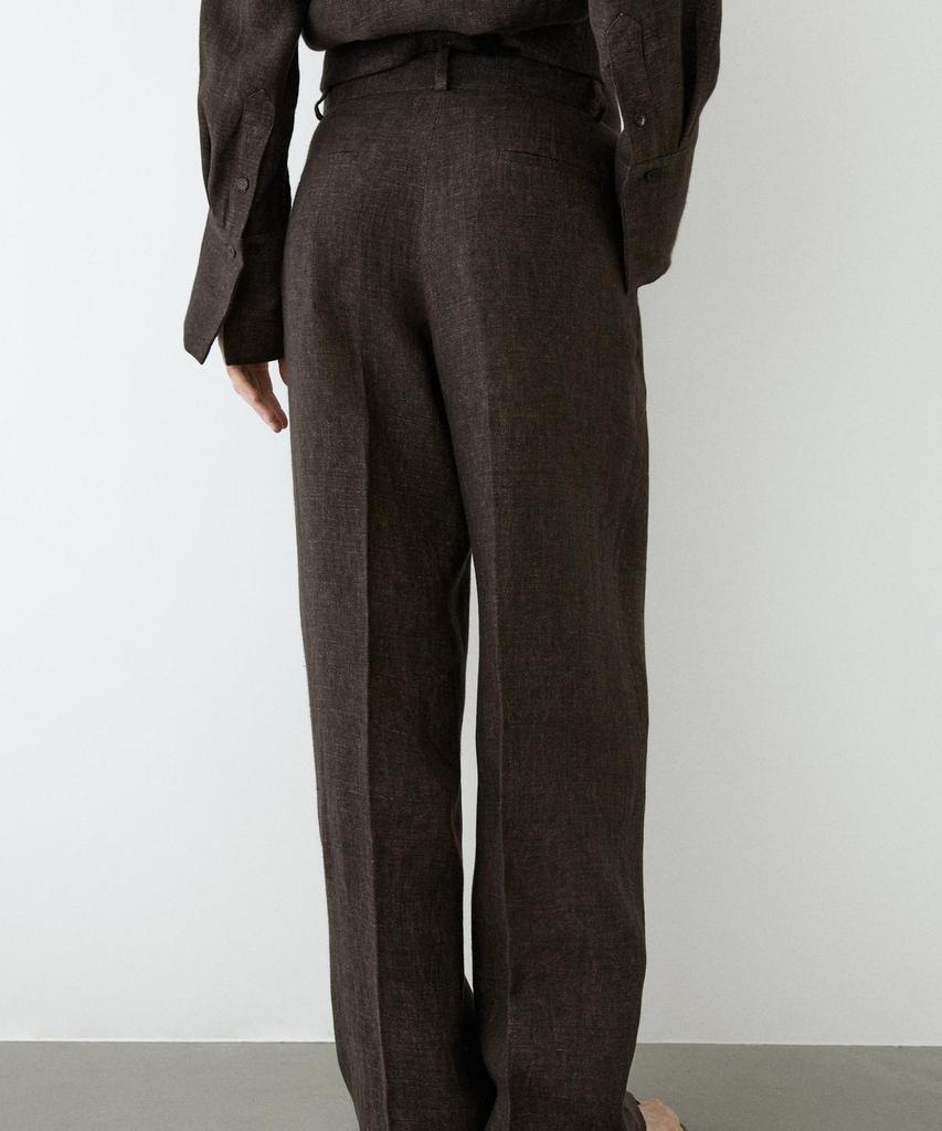 Masimodutti Melange Linen Pintuck Pants Set