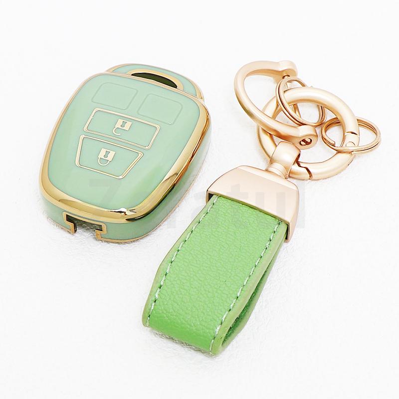 2 Buttons Gold Edge Tpu Auto Keyless Shell Fob Bag Protector Accessories For Toyota Prius Rav4 Camry Corolla Car Key Case Cover