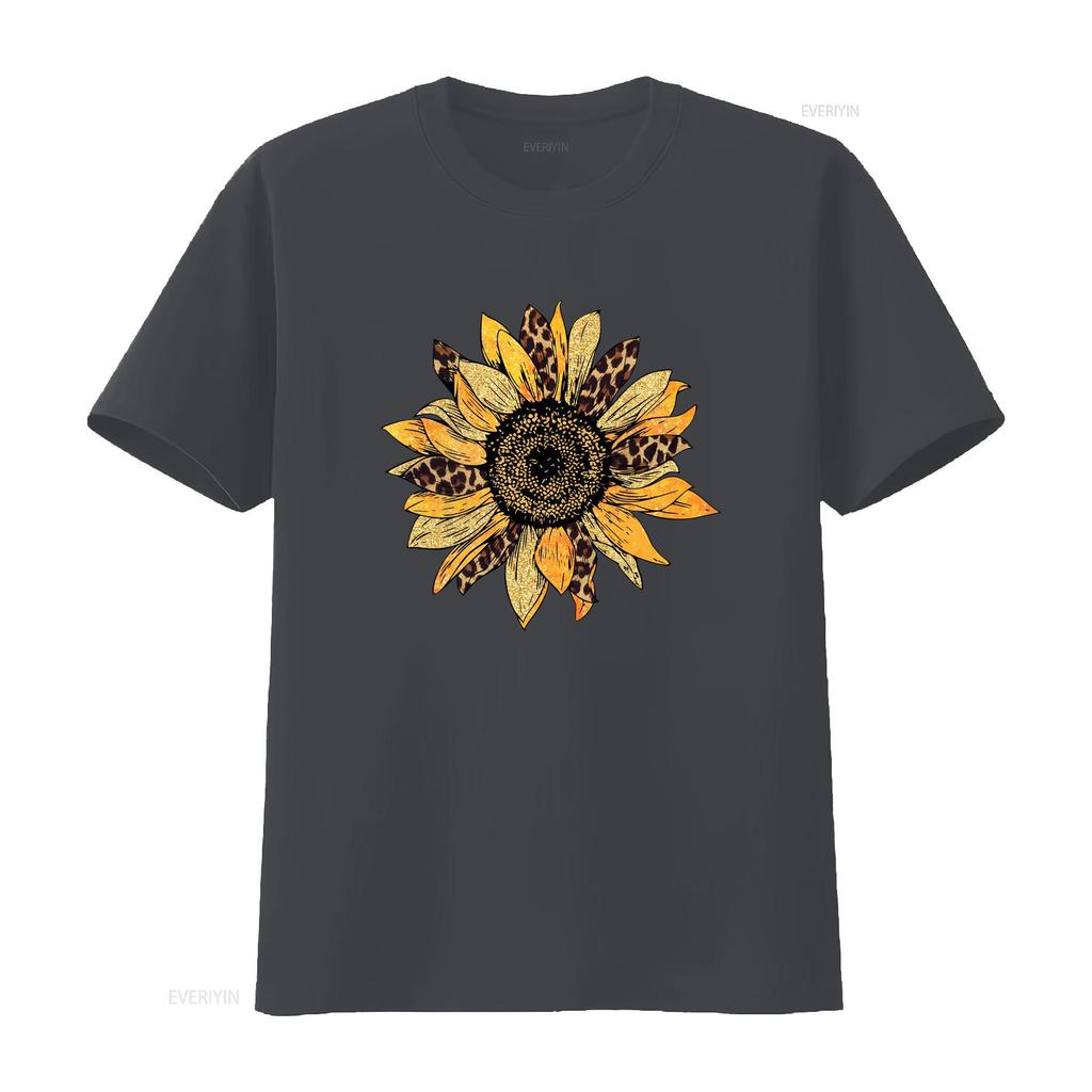 Leopard Sunflower T Shirt Print Botanical Mothers Day Gift Unisexs Flowers Vintage Breathable Comfortable Fashion