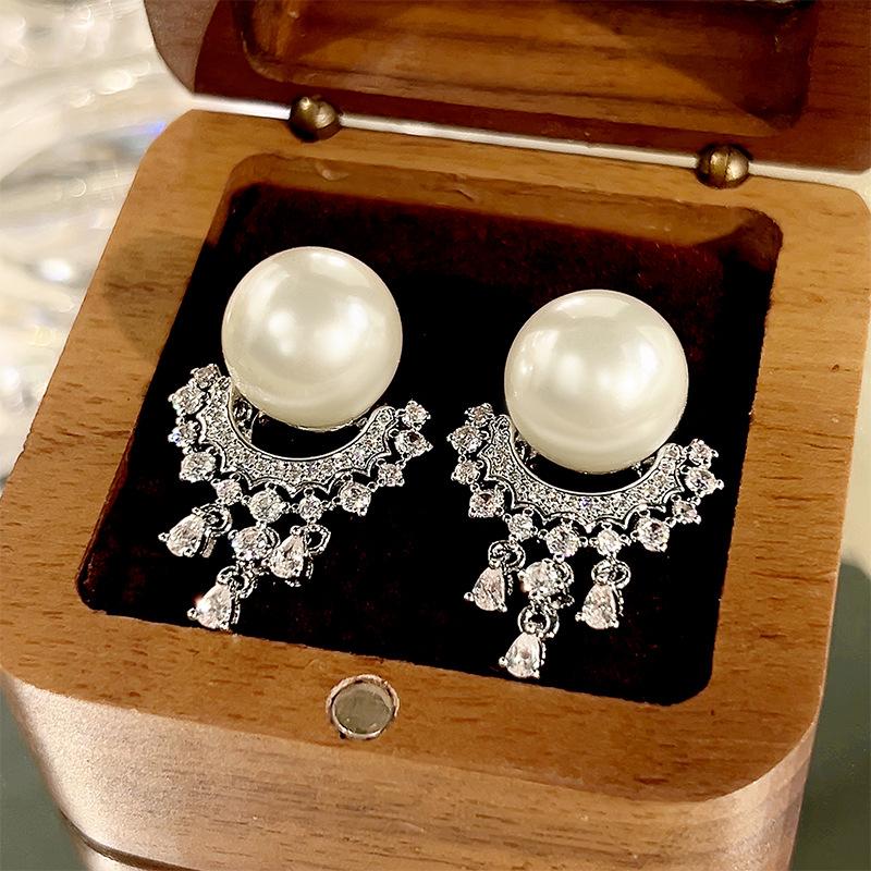 Ювелирные серьги Жемчужные Женские Легкая Роскошь Высокий Конец Кружевные Серьги с Кисточками Ювелирные Изделия
