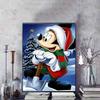 Disney Diamond Painting Mickey Mouse Christmas Snow Shoveling Healing Illustration, 5D Diamond Painting Art Embroidery Cross Stitch Room Decoration