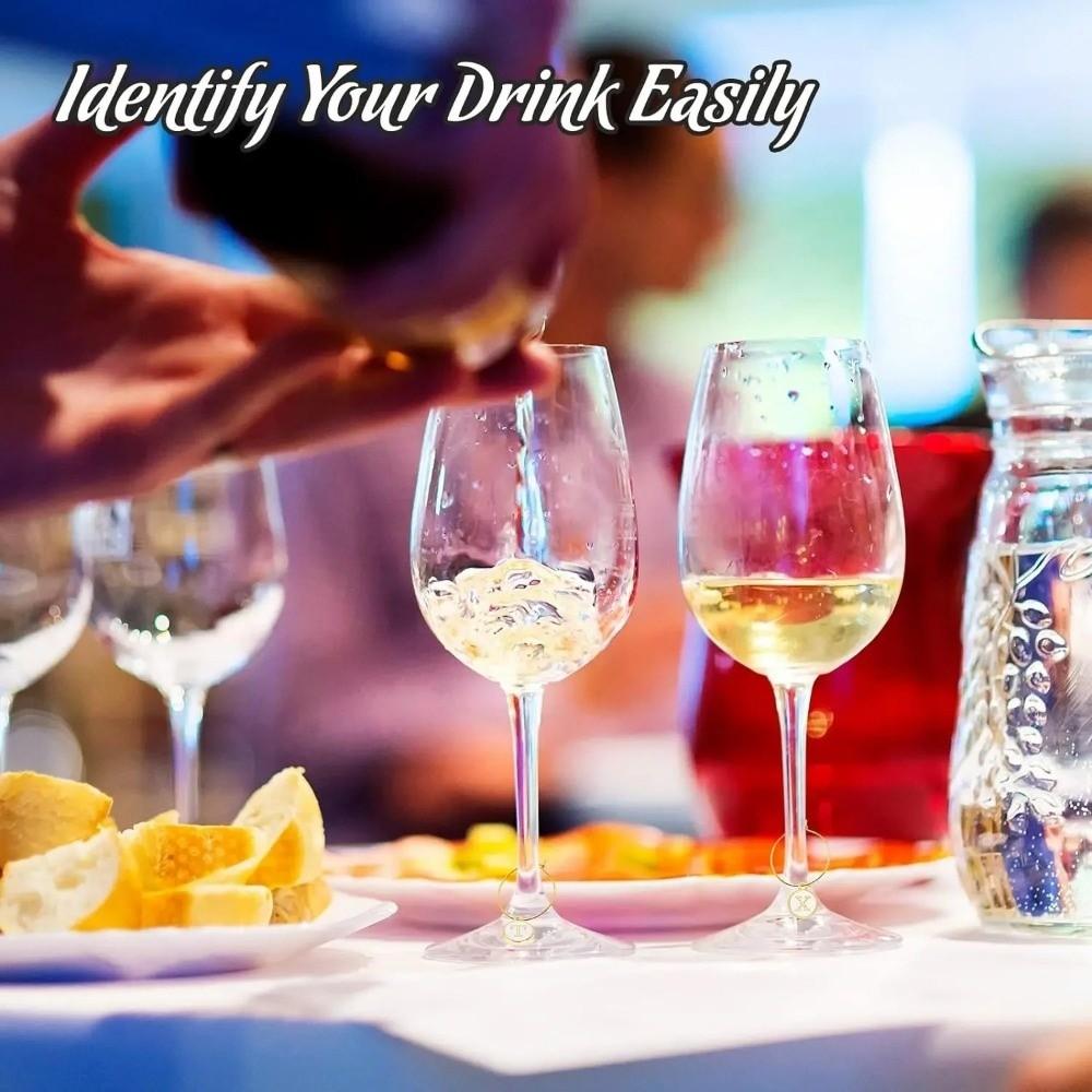 26Pcs DIY Wine Glass Markers Letters Pendant Wine Labeling Wine Glass Charm Rings Metal Wine Glass Hoops Jewelry Accessories