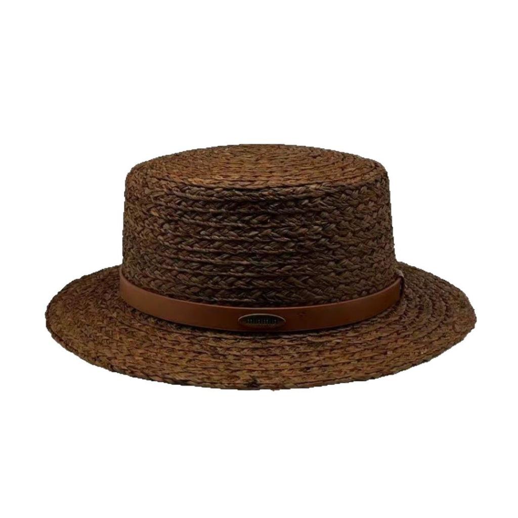 Quality High-end Flat-top Raffia Hat Women's Summer Sunshade and Sun Protection British Top Hat Men