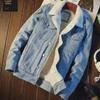 Men's Trendy American Retro Velvet-Lined Denim Workwear Jacket