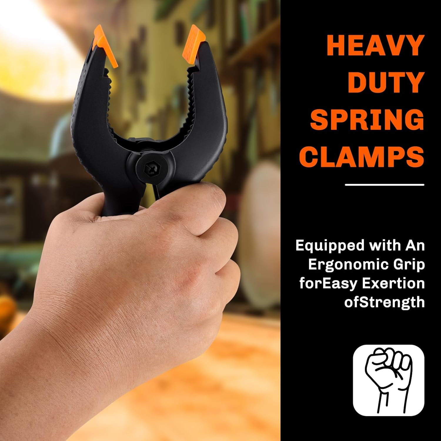 10 Pack Spring Clamps Heavy Duty - Assorted Sizes Spring Clips Plastic 6.5 Inches, 4.5 Inches, 3.5 Inches Set - Backdrop Clips Small Clamps For