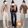 3 maternity pants cashmere drawstring straight-leg pants herringbone casual pants outer wear fleece thickened wide-leg pants