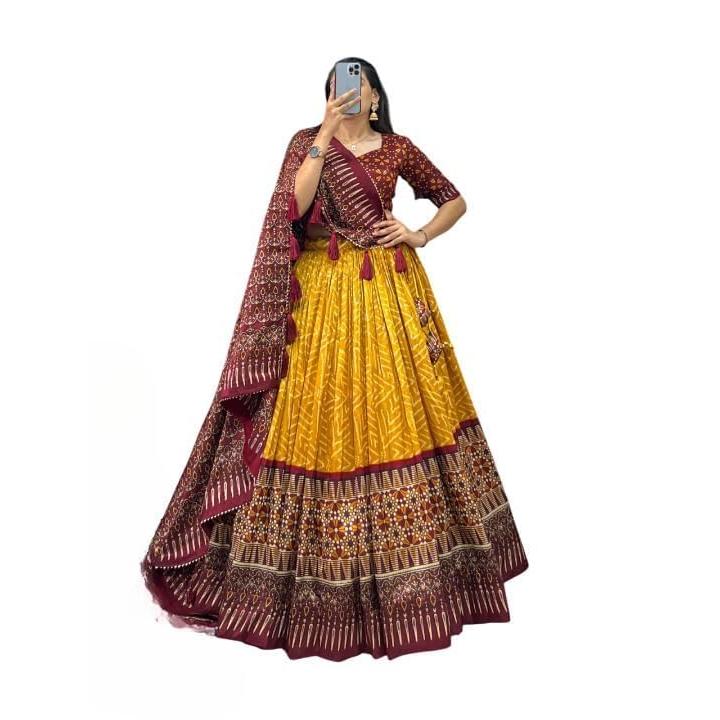 Woman's Perfectly  Collection Tussar Silk Lehenga Choli Patola Print with Foil Work ,Unstiched Blouse,