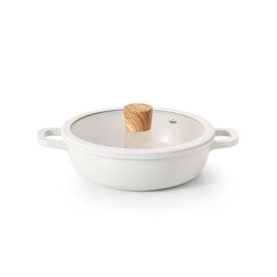 Olla Cerámica SENSARTE de 20 cm con Doble Asa, Compatible con Inducción y Gas, Olla para Mesa, Olla Sukiyaki, Versátil para Hervir, Asar, Saltear, Freír