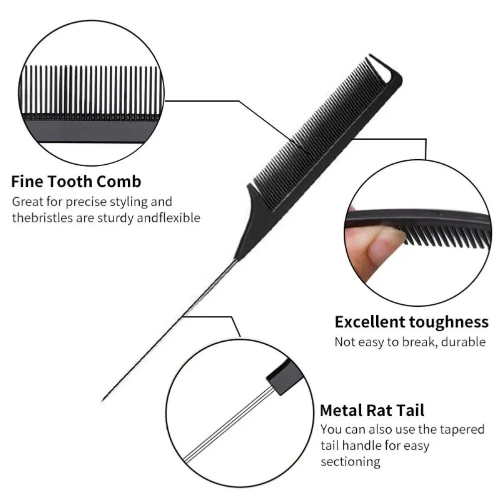 3Pcs Slick Back Hair Brush Set Bristle Hair Brush Brush Teasing Comb for Women Baby Kids Black Hair