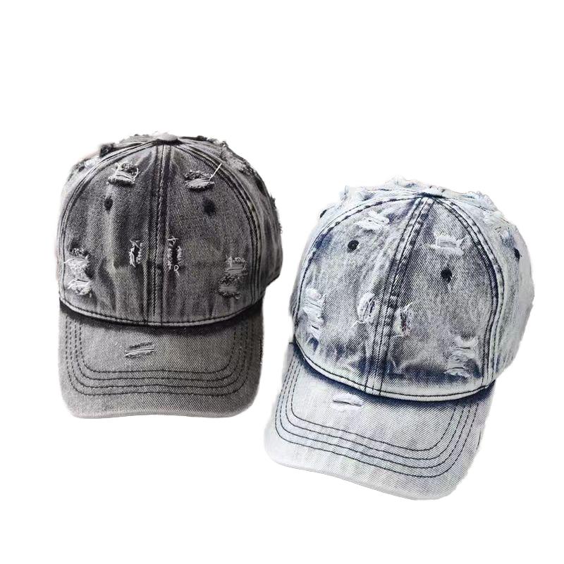 Women's Summer New Style Washed Hole Baseball Hat Trendy Custom Logo Baseball Hat