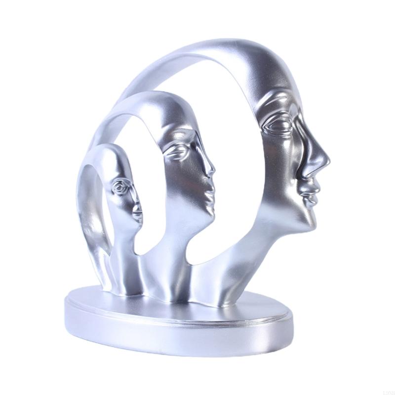 

Half Face Resin Figurine Garden Statue Party Decorative Ornaments Accessory срібний