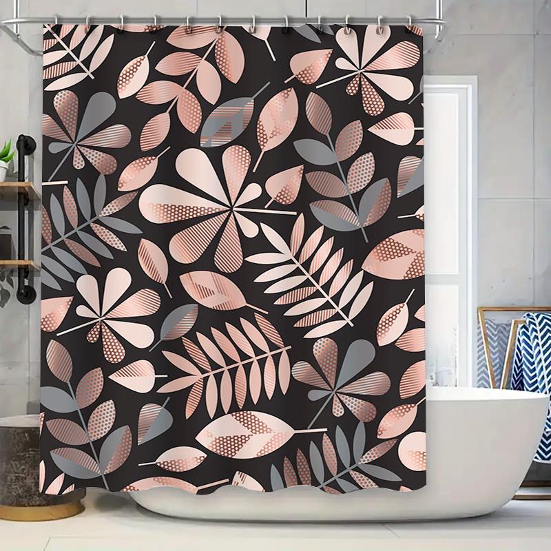 Leaf Print Shower Curtain Waterproof Bathroom Decoration Customizable Size Various Colors Available Decorative Window Treatment