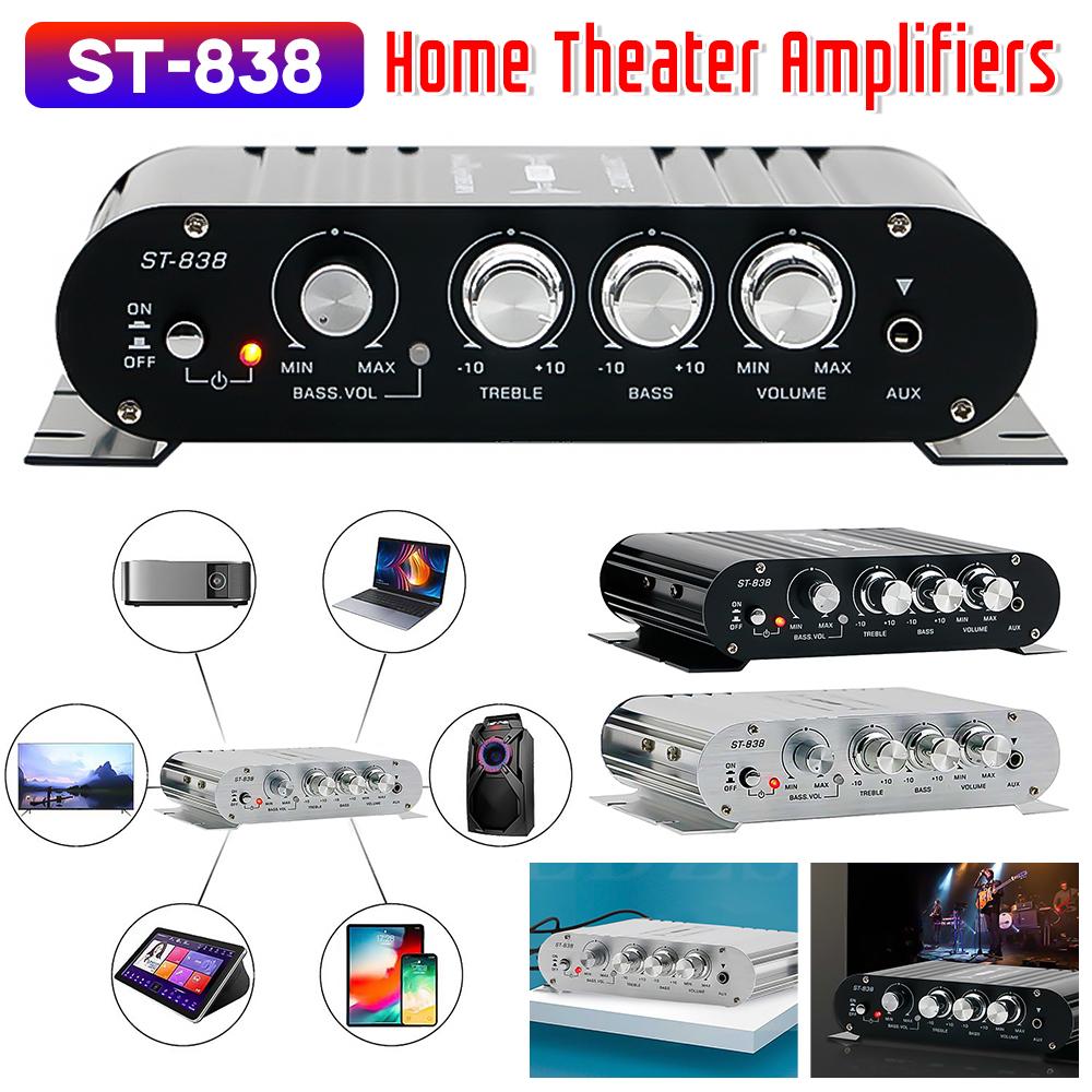 ST-838 Home Theater Amplifiers Stereo Bass Sound Car Home Amp Media Player Subwoofer Amplifier HiFi 2.1 Channel Power Amplifier
