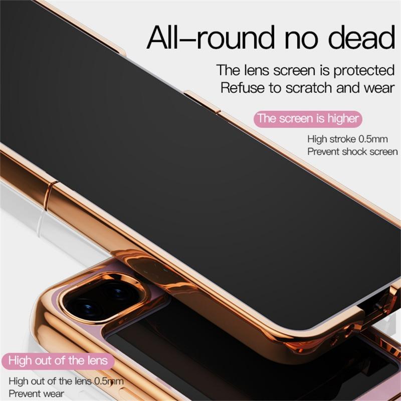 Funda de Silicona con Chapado para Samsung Galaxy Z Flip 5 4 3 Z Fold 5 ZFold ZFlip Fold5 Fold4 Flip5 Flip4 Flip3 Cubierta con Soporte de Anillo