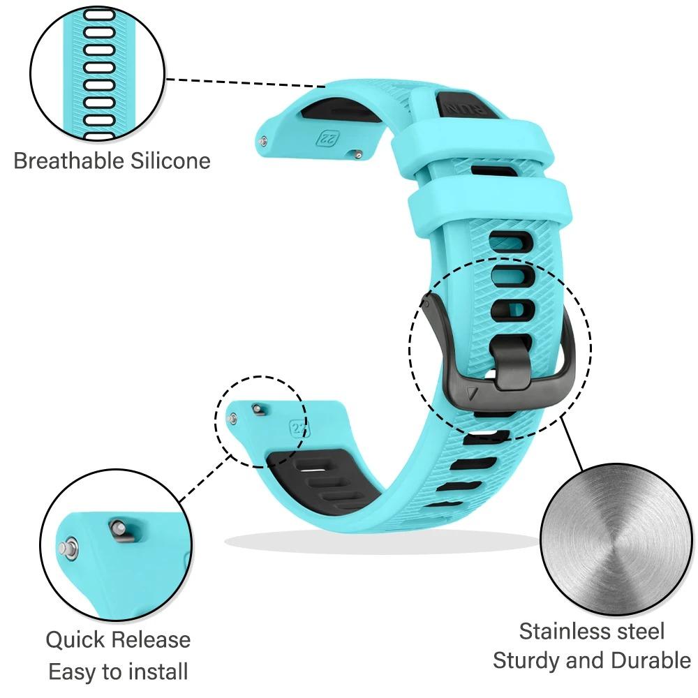 Bracelets de montre 18 mm 20 mm 22 mm pour Garmin Vivoactive 6 5 4 Bracelets Sport pour Garmin Forerunner 265 255 245 168 165 158 55 645 Bracelets