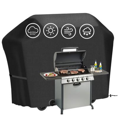Stil 4 Große Grillabdeckung Reißfest Garten Wasserdicht BBQ Gas Möbelabdeckungen Anti-UV Lichtbeständig Verstellbare Abdeckung Schwarz