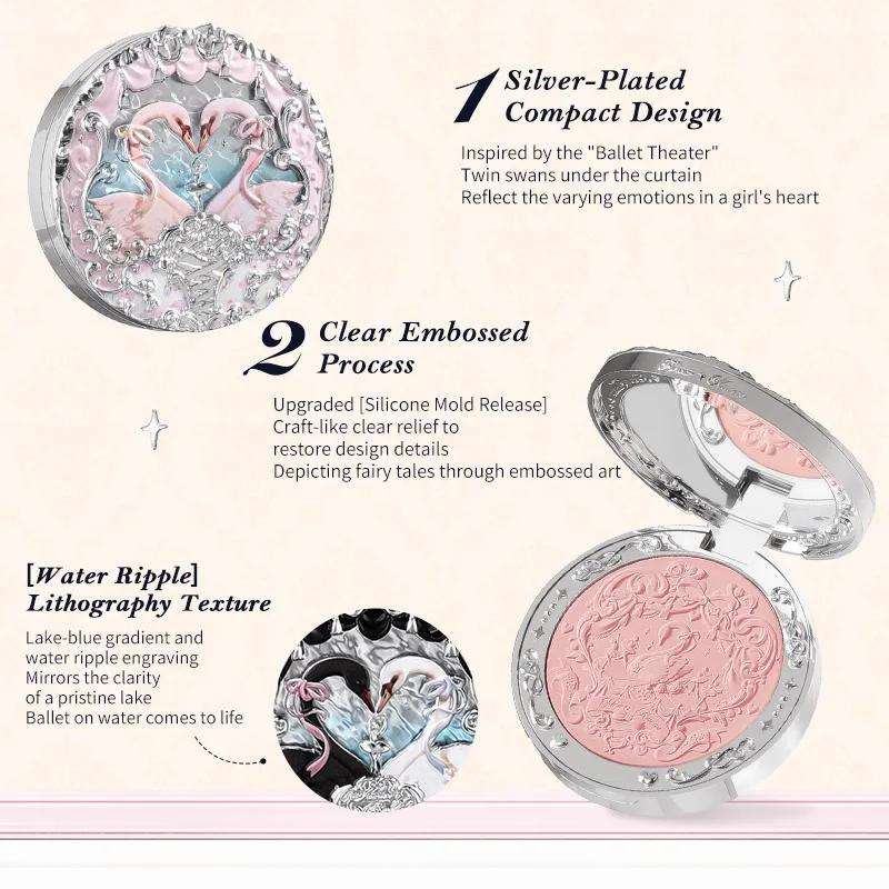 Flowerknows Swan Ballet Serie Geprägte Rouge Palette Süßes Make-up Koreanisch Langanhaltend Wasserdicht Gesichtsrouges