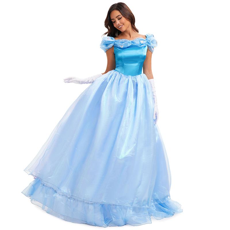 Halloween Volwassen Assepoester Prinses Assepoester Jurk Sprookje Cosplay Podium Jurk Jurk Jurk