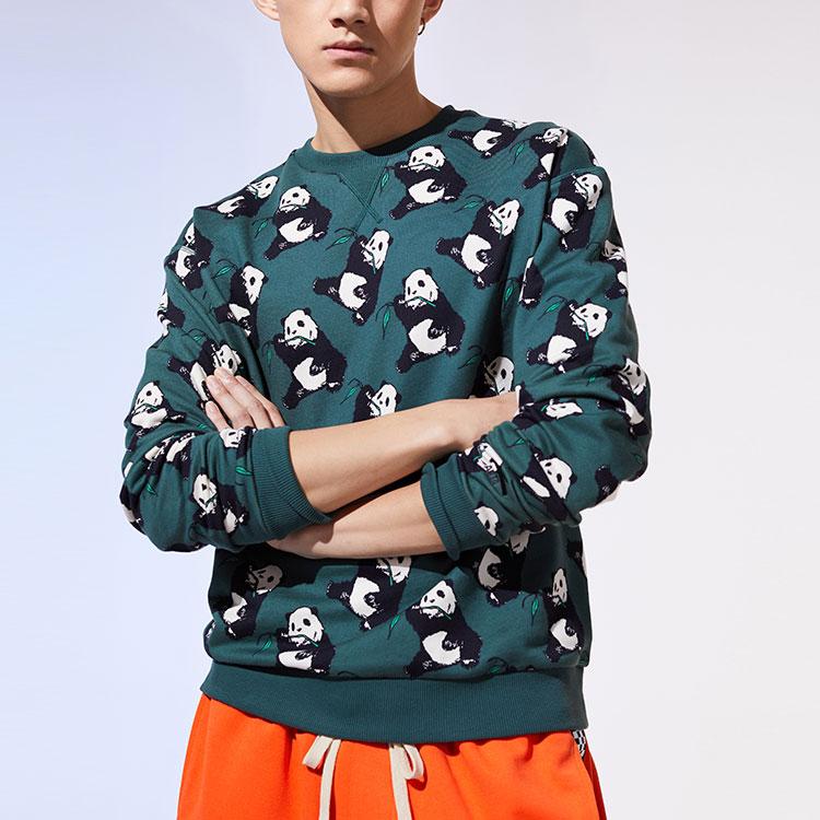 Anta X Oc Collaboration Life Series Panda Print Round Neck Long Sleeve Sweatshirt Men Sweatshirt Dark-Green 152020709H-2