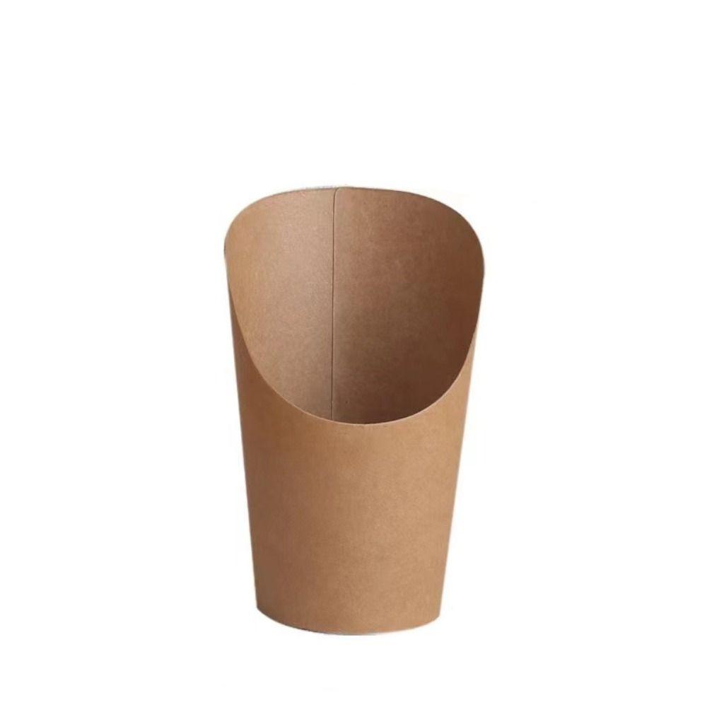 50pcs Water Proof Kraft Paper Slant Cup Oil-proof Snack Cups Popcorn Boxes Ice Cream Cup  Sundae