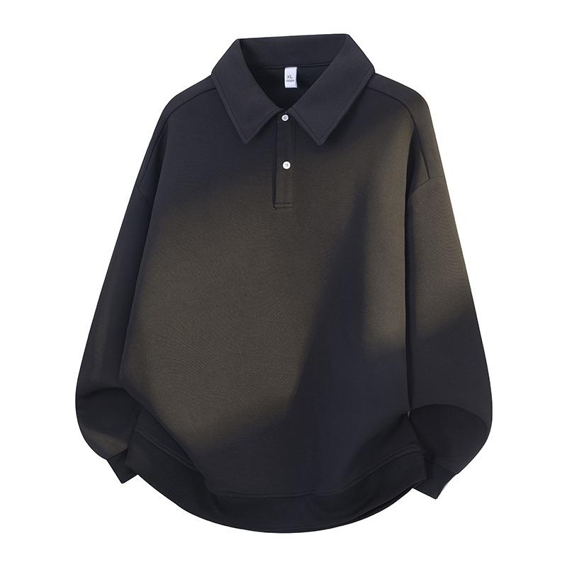 Button Fashion Sweatshirt Men's Autumn and Winter Pullover POLO Lapel Jacket Top