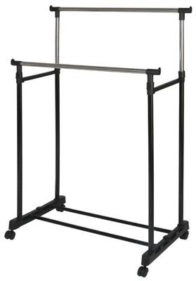 Double Clothes And Shoe Rack - Telescopic, Mobile, With Wheels