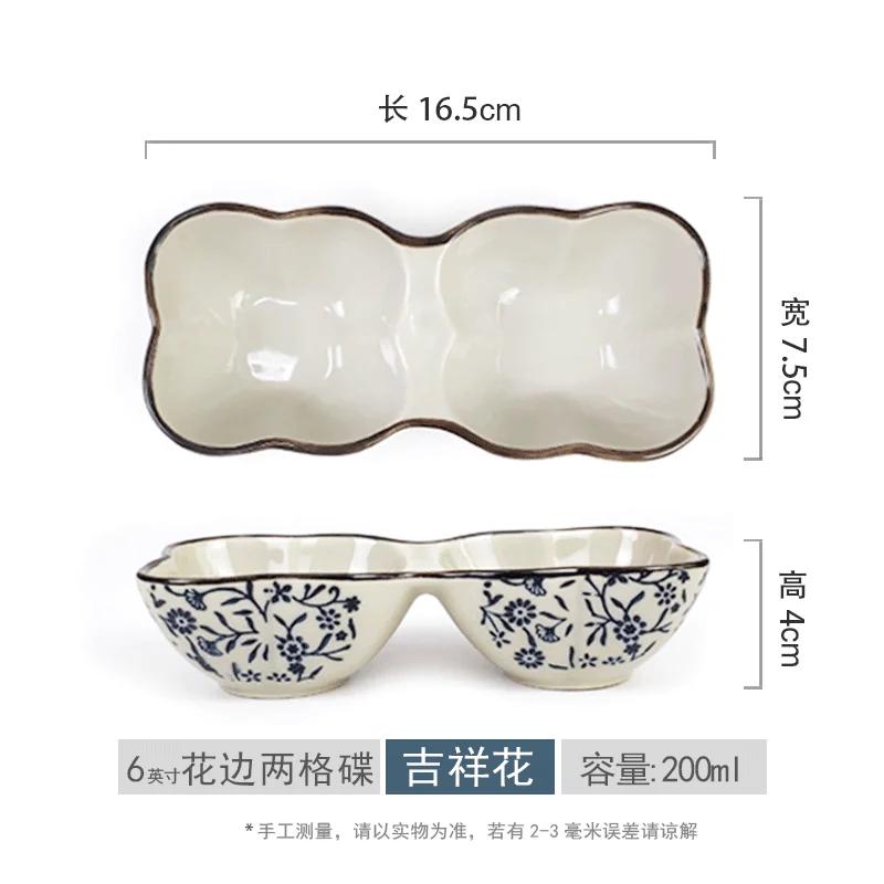 Japoński styl Talerz działowy, Ceramiczny domowy talerz do sałatek owocowych z wieloma kratkami, Talerz jadalny do szybkiej utraty wagi, 1 szt.