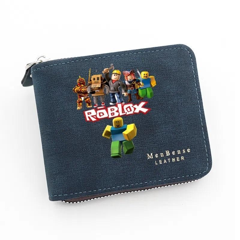 Идеальный Мужской Кожаный Кошелек MenBense Roblox с Мультяшным Принтом, Короткой Молнией, Держателем для Карт, Портативным Кошельком для Монет для Детей, Подростков, для Повседневного Использования, в Школу, в Поездку 11.5x2.5x9.5cm gray