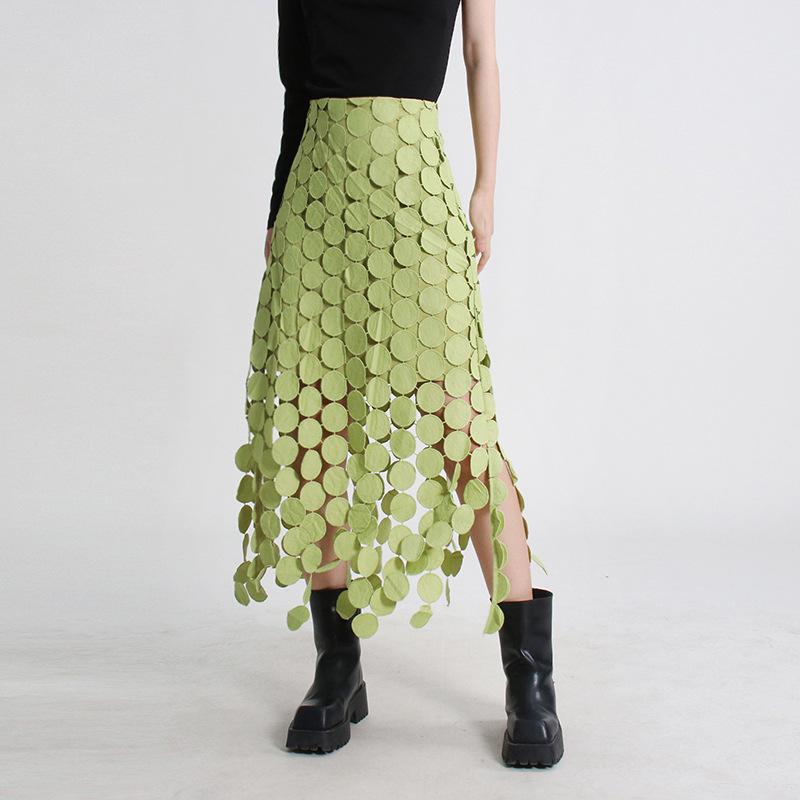 2025 Summer Embroidered Tassel High-End Women’s Wrap Skirt In Solid Colors
