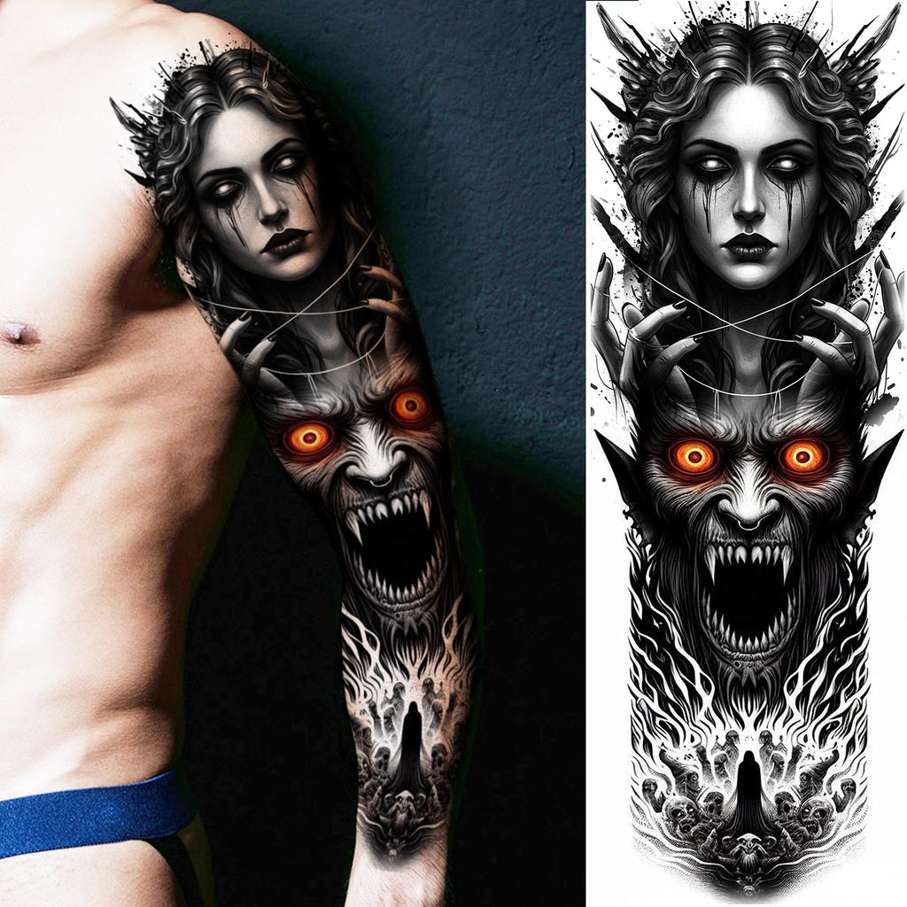 1 Sheet Full Arm Robber Gangster Temporary Tattoos For Men Women Waterproof  Tatoo Sleeve Realistic Bad Guy Fake Tattoos Sticker