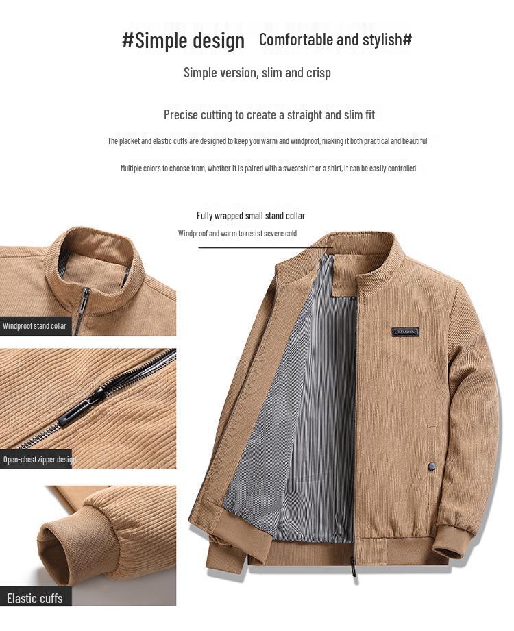 Herren Winterjacke mit Fleecefutter - Stehkragen, Lässige Oberbekleidung für alle Altersgruppen