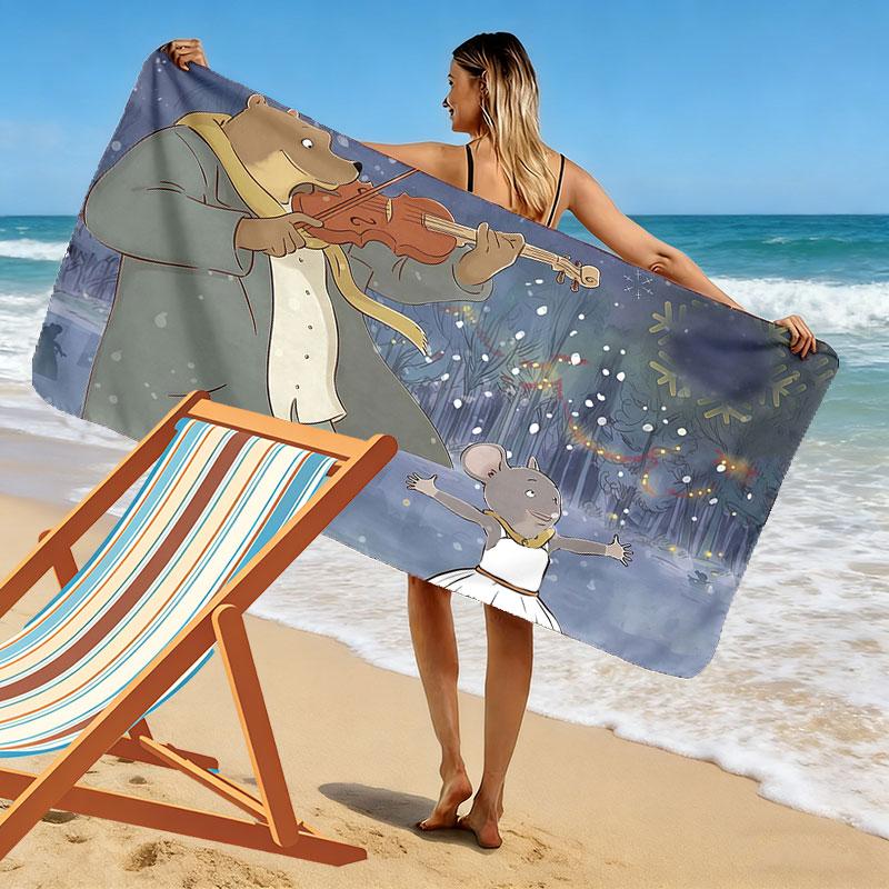 Ernest & Celestine Poster Print Beach Towel, Large Soft Quick Dry Towel for Beach Camping Swimming