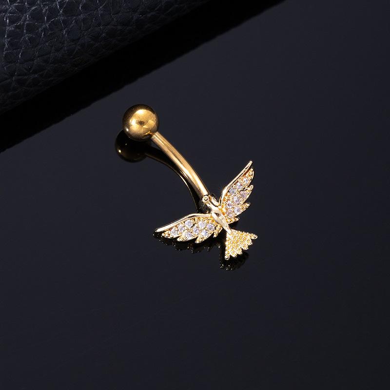 Color Zircon Spiral Piercing Navel Nail Color Butterfly Wind Navel Clip Rabbit Navel Buckle