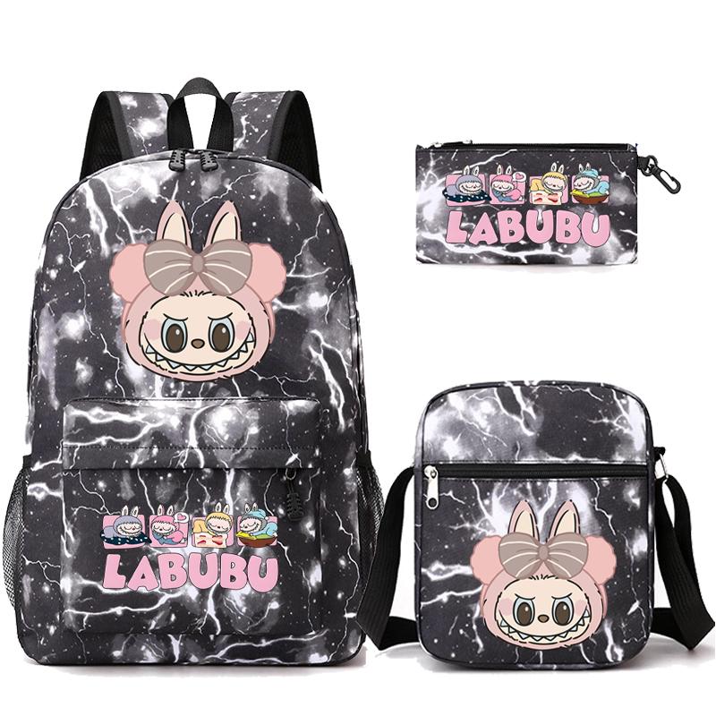 3Pcs/set Cartoon Printed Backpack Teenager Student Boy Girl Schoolbag Larger Capacity Bagpack Travel Bag Kid Gift Mochila
