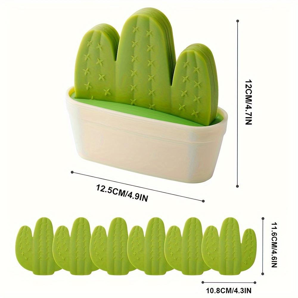 1pc Green Plastic Cactus Shaped Coaster with Mini Planter, Heat Insulation,Anti-Slip, Creative for Office,Home Decor Accessory