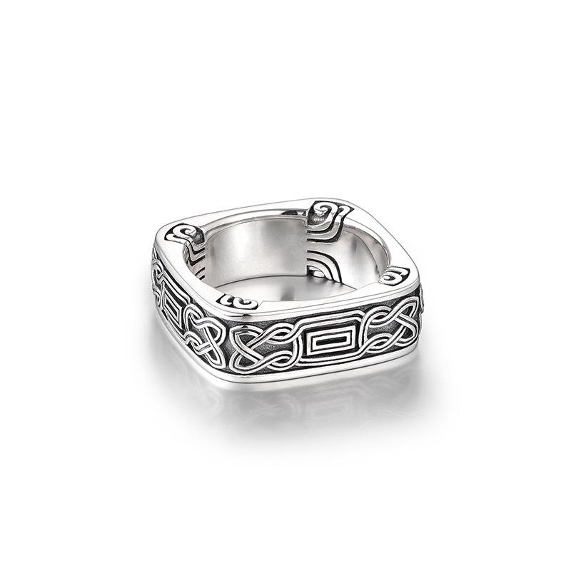 Men's INS Design Thai Silver Retro Open Ring - Unique High Street Personality