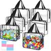Toy Storage Bags 6 Packs, Kids Toy Storage Organizer with Zipper and Labels, PVC Clear Bags for Board Games, Books, Puzzles, Building Blocks(Large,