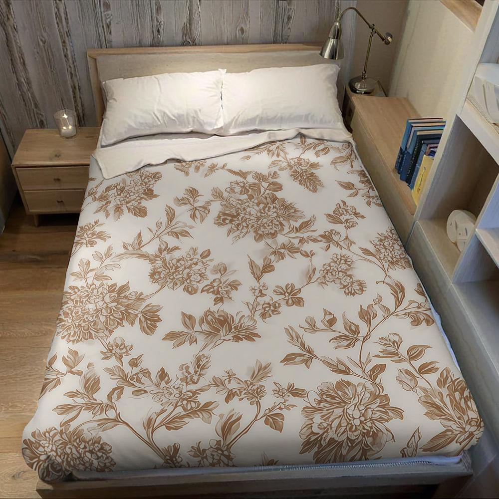 Coperta in Flanella Peonia Beige Calda Morbida Halloween Natale Divano Caldo Accogliente Decorativa Decorazione Regalo per Tutte le Stagioni